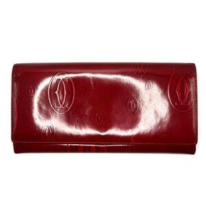 Cartier Red Monogram Leather Long Wallet With Snap Closure‎